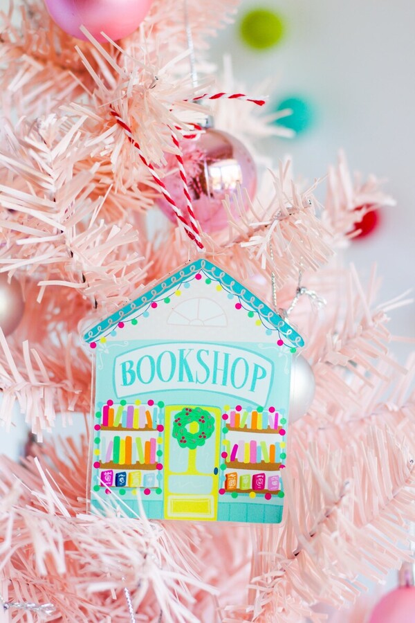 décoration d'arbre de Noël en forme de librairie
