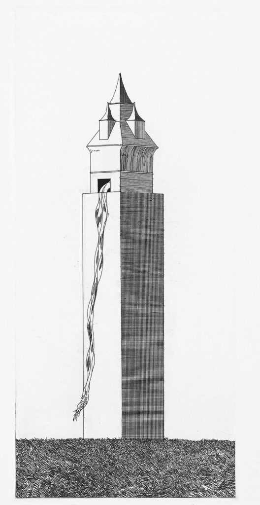 David Hockney, "La tour avait une seule fenêtre," 1969 (de "Raiponce")